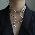 Miniatyrbillede 2 af 4: Kreativ Frihed Slange Halskæde, Punk Slider Slange Halskæde Choker, Bøjbar Slange Halskæde, Multifunktionel Justerbar Bøjbar Halskæde med Slange Twist