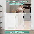 Miniatyrbild 2 av 4: RYI Infällbar Hundgrind för Bebisar - Extra Breda Säkerhetsgrindar för Bebisar och Husdjur 86cm, Förlängs till (0-150cm) (Vit)-6-