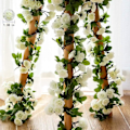 Miniatyrbillede 3 af 5: RIY 2-pak (1,78 m pr. sløjfe) Kunstige hængende rosenblomster, vedbendranke, kunstig rosenranke, hjem, fest, have (69 små rosenblomster HVIDE)4-