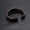 Miniatyrbillede 2 af 5: Læderarmbånd til mænd med spænde - Kvægskind - Flettet læder - Multilag - Armbånd til mænd