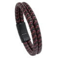 Miniatyrbillede 1 af 3: Mænds armbånd, mænds vævet læder, røde og sorte læderarmbånd