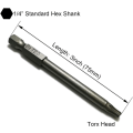 Miniatyrbilde 4 av 5: Sikkerhets Torx Bit 11 deler 1/4 tommers sekskant skaft 3 tommers lengde S2 stål Torx hode skrutrekker drillsett (11 stk 75 mm Torx hode)