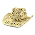 Pikkukuva 1 / 5: Beige Naisten/Miesten Käsintehty Reikäinen Cowboy-hattu Cowboy Laaja Reuna Kesä Ranta Auringonhattu, Säädettävissä $simplicity Uusi Western-tyyli Reikäinen Klassinen Cowb