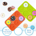 Miniatyrbillede 4 af 5: 2 stk. Silikon Donutforme, Non-stick Donut Bageplade til Kage, Kiks, Bagels, Muffins, Velegnet til Opvaskemaskine, Ovn, Mikrobølgeovn, Køleskab