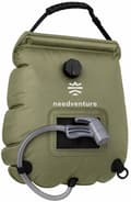 needventure Solarduschpåse 20L med termometer och duschmunstycke, bärbar campingdusch för utomhusbruk, strand, trädgård och vandring, grön
