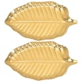 Miniatyrbilde 2 av 3: 2 stk Rustfritt Stål Håndkleplater Fruktplater Bladformet Design Dessertplater Gull 17x9.5cm Golden 17x9.5cm