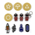 Miniatyrbillede 4 af 4: 5 stk. Squid Game Epoxy Harpiks Spejl Silikonform Kompatibel Med DIY Håndlavede Ornamenter Dangler Smykker Nøglekæde