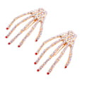 Pikkukuva 1 / 3: 2 kpl Alloy Rhinestone Skeleton Kynnet Hiustenpidike Hiusneula Kynsi Barrette Muodikkaat Hiusten Tarvikkeet Naisille Punainen Red