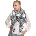 Miniatyrbillede 1 af 5: Tartan Plaid Blanket Scarf til Kvinder, Vinter Efterår Halsklæder, Varmt Blødt Chunky Oversized Tartan Shawls Wraps ScarvesHvid White