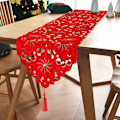 Miniatyrbild 4 av 5: Julbordsskydd, Röd Jul Broderad Bordsskydd Broderade Blommor Bordsskydd Jul Broderad Bordsskydd för Julmiddag