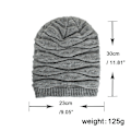 Miniatyrbilde 4 av 5: Lang Slouch Varm Beanie, Unisex Beaniehatt Kvinner Menn Vinter Varm Strikket Huer (Svart)