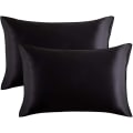 Miniatyrbillede 1 af 5: Satin Pudebetræk Til Hår Og Hud, 2-pak - Standard Størrelse Pudebetræk - Satin Pudebetræk Med Konvolutlukning Sort 20 x 29 Black 20  x 29