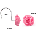 Miniatyrbillede 4 af 5: 12 stk. Hjemmemode Dekorative Rustfrie Bruseforhængskroge Rose Design Bruseforhængsringe Kroge (rød)Pink Pink