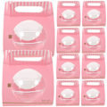 Pikkukuva 3 / 3: 10 kpl Cupcake-laatikot Paper Cookie Bags Clear Cake Box Muffin Lahjalaatikko Party Favor Box Mousse Wrappi Pink 15x15cm