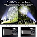 Miniatyrbilde 3 av 5: LED Lommelykt Håndholdt Lommelykt Taktisk Super Sterk Lommelykt 5 Moduser Vanntett Zoombar Strømdisplay (1 stk, Svart)