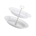 Miniatyrbilde 3 av 4: 1 stk Dobbeltlags Kake Stativ Dessert Display Stativ Stativ Ettermiddagste Snacks Plate Hvit 24.5X24.5CM White 24.5X24.5CM