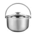Miniatyrbillede 1 af 3: Rustfrit Stål Suppeterine Med Låg Multifunktionel Suppeterine Varmebestandig Simrepot Sølv 19.5X19.5X21 Silver 19.5X19.5X21CM