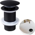 Miniatyrbillede 1 af 6: Mat Sort Pop Up Vaskeafløbsprop uden Overløb, Solid Messing Push Click Bounce Core Badeværelsesvask Afløb, 1 1/4\"
