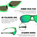 Pikkukuva 4 / 5: Polarisoidut Urheilulasit Miehille Ajamiseen, Pyöräilyyn, Kalastukseen - Aurinkolasit 100% UV-Suoja, Goggles, Vihreä Peili Green Mirror