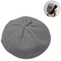 Pikkukuva 1 / 5: Beretti Naisille, Ranskalaistyylinen Pipo Talvi Muoti Lämmin Villavuori Neulotuppi Retro Pehmeä Puhdas Väri WildGrey Grey