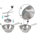 Miniatyrbilde 4 av 4: Ergonomisk matmølle i rustfritt stål med 3 slipe-/freseskiver, fresehåndtak, bolle i rustfritt stål, roterende matmølle