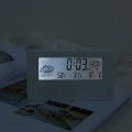 Miniatyrbilde 4 av 5: LCD Digital Vekkerklokke Smart Nattlys Vekkerklokke Tid Dato Temperatur Luftfuktighet Display Nattbords Batteridrevet Klokke (1 stk, Hvit)