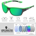 Pikkukuva 2 / 5: Polarisoidut Urheilulasit Miehille Ajamiseen, Pyöräilyyn, Kalastukseen - Aurinkolasit 100% UV-Suoja, Goggles, Vihreä Peili Green Mirror