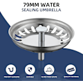 Miniatyrbillede 2 af 5: Køkkenvask Si, Vask Si Stopfilter, Rustfrit Stål Vask Aftapning Til Dit Køkken Badeværelse - Diameter 79mm (2 Pakker)