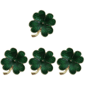 Miniatyrbillede 2 af 3: 3 stk. Shamrock Guldbelagt Firkløvers Brosche Clover Retro Lapel Pin St. Patricks Dag Tilbehør (grøn) 4pcs