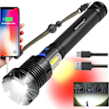 Miniatyrbillede 1 af 4: USB Genopladelige LED Lommelygter, 100000 Lumen, Super Lyseste Xhp90 Lommelygte, Med 10000mah Batterier, 7 Tilstande, Kraftfuld Lommelygte Til Ca