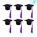 Miniatyrbillede 4 af 4: 6 stk. Mini Doktorhat Formet Vinflaske Sød Kvast Vinflaske Dæk Graduation Party Ornament Bi Puple 5.5*5.5cm