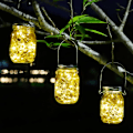Miniatyrbilde 1 av 5: Solcellelamper Utendørs, 3 Stykker Solcellehagelamper 30 Led Vanntette Mason Jar Hagelamper For Innendørs Utendørs Belysning Dekor Juleris (wa