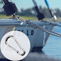 Miniatyrbillede 4 af 5: Karabinhage Kraftig Rustfrit Stål Karabinhage Snap Hook Gauge Stål Karabine Drejelig Fjederklemme Til Udendørs Vandreture Camping Fiskeri (4 stk, Sølv)
