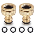 Miniatyrbillede 1 af 5: Messing Havevandslangehane Konnektor Fitting til 2-i-1 Gevindhane Adapter (2 stk., Messingfarve)