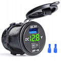 Miniatyrbilde 4 av 4: Bil Motorsykkel Sokkel USB-lader 12 Volt /24 Volt Modifisert Bil USB-lader med Bryter