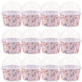 Miniatyrbillede 1 af 3: 100 stk Bryllup Muffinforme Papirforme Kagebakke Bage Cupcakesforme Med Dæksler Pink 7,2X6,8X6 Pink 7.2X6.8X6.8CM