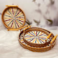 Miniatyrbilde 3 av 4: Ny Rattan Brødkurv Vevd Snacks Fruktfat Rattan Te-brett L(28x28x3cm) L(28x28x3cm)