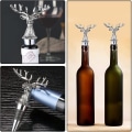 Miniatyrbild 4 av 5: Silver Älg Hjort Huvud Vinkork Rustik Lantlig Stil Djur Flaskpropp Vinkorkar Propp För Vin Champagne Öl (2st, Silver)