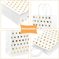 Miniatyrbilde 2 av 5: 15 Stykker Kraftpose, 21 X 15 X 8 Cm Kraftpapir Gaveposer, Hvit Gavepose, Varmestempling Kraftpapirgaver Med Runde Gullprikker, Blankt Papir Gavepose F