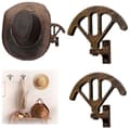 Cowboyhattshållare, set om 2 väggmonterade hatthyllor i trä, rustik västerländsk design för sovrum, vardagsrum, brun, 14 x 10,4 cm