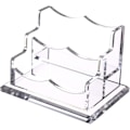 Miniatyrbillede 1 af 5: Visitkort Holder Til Skrivebord - Klar Akryl Visitkort Stativ - Flere Visitkort Display Holder Passer Til 2\" X 2\" Lomme 2 Pocket