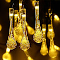 Miniatyrbild 1 av 5: Sol-drivna Dropplampor, Vattendropps-Fairy Lights 20ft 30leds Sol-drivna Vattendropps Vattentäta För Utomhus, Trädgård, Juldekorationer Varmvit Warm White