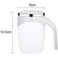 Miniatyrbillede 2 af 4: 380 ml selvrørende kop med låg, automatisk magnetisk omrører kaffekop, elektrisk rustfri stål selvrørende kaffekop, kaffe, mælk, kakao, varm chokolade