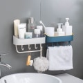 Miniatyrbillede 2 af 5: Badeværelseshylder Multifunktionel Toilet Punch-Free Opbevaringsstativ, Håndklæde Væghængt Vanity Stativ Køkkenvask Hylder 2 stk (Pink)
