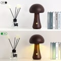 Pikkukuva 2 / 5: Makuuhuoneen sieni lamppu, kannettava himmennettävä sänkylamppu USB-latauksella, johdoton puinen yölamppu, sieni pöytä (Large, Walnut A)