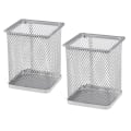 Miniatyrbilde 1 av 2: 2 stk Metallpennbeholder Kvadratisk Mesh Blyant Holder Beholder Organizer (sølv)Sølv Silver