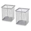 Miniatyrbillede 1 af 2: 2 stk. Metal Pen Pot Kvadratisk Mesh Blyantsholder Beholder Organizer (sølv)Sølv Silver