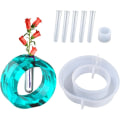 Miniatyrbillede 1 af 5: Reagensglas Blomster Vase Harpiks Form, Silikon Planteform Med 5 Reagensglas Til Hydroponiske Sukkulente Planter Holder Form (rund Form)