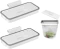 2-pack hängande soppåsehållare med lock, hållbar plast, borrfri design för kök, camping och resor, vit