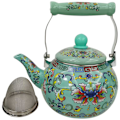 Miniatyrbillede 1 af 2: Emalleret Tekande Tyk Kaffe Pot Blomst Tekande Kold Vand Pot Husholdningskogende Vand Pot Grøn 24X14X12CM Green 24X14X12CM